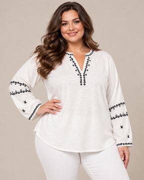 Picture of CASUAL SMART FINE QUALITY BLOUSE WITH EMBROIDERY
